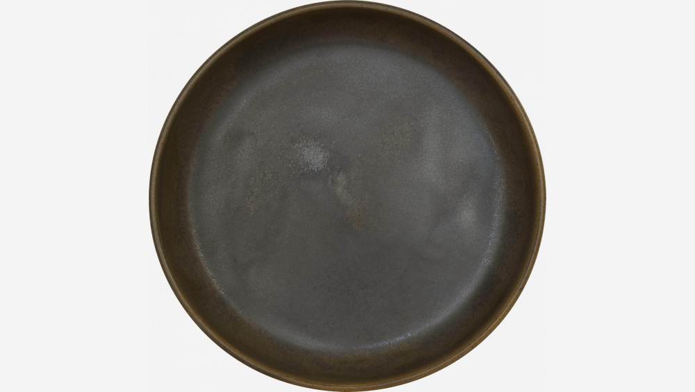 Assiette creuse en grès - 20 cm - Marron