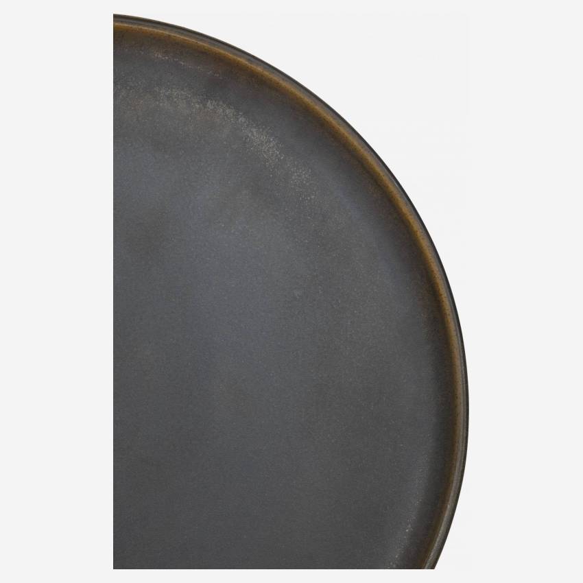 Assiette plate en grès - 27,5 cm - Marron