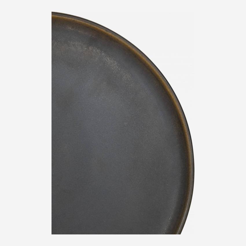 Assiette plate en grès - 27,5 cm - Marron