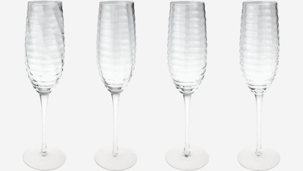 Set van 4 champagneglazen van glas - 280 ml - Transparant