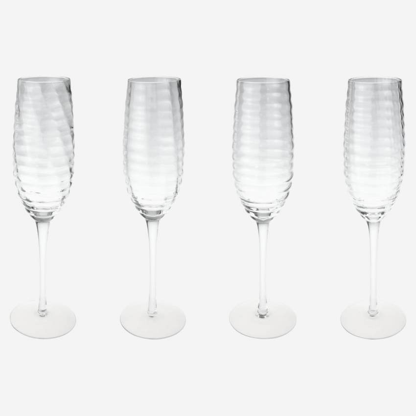 Set di 4 flûtes da champagne in vetro - 280 ml - Trasparente