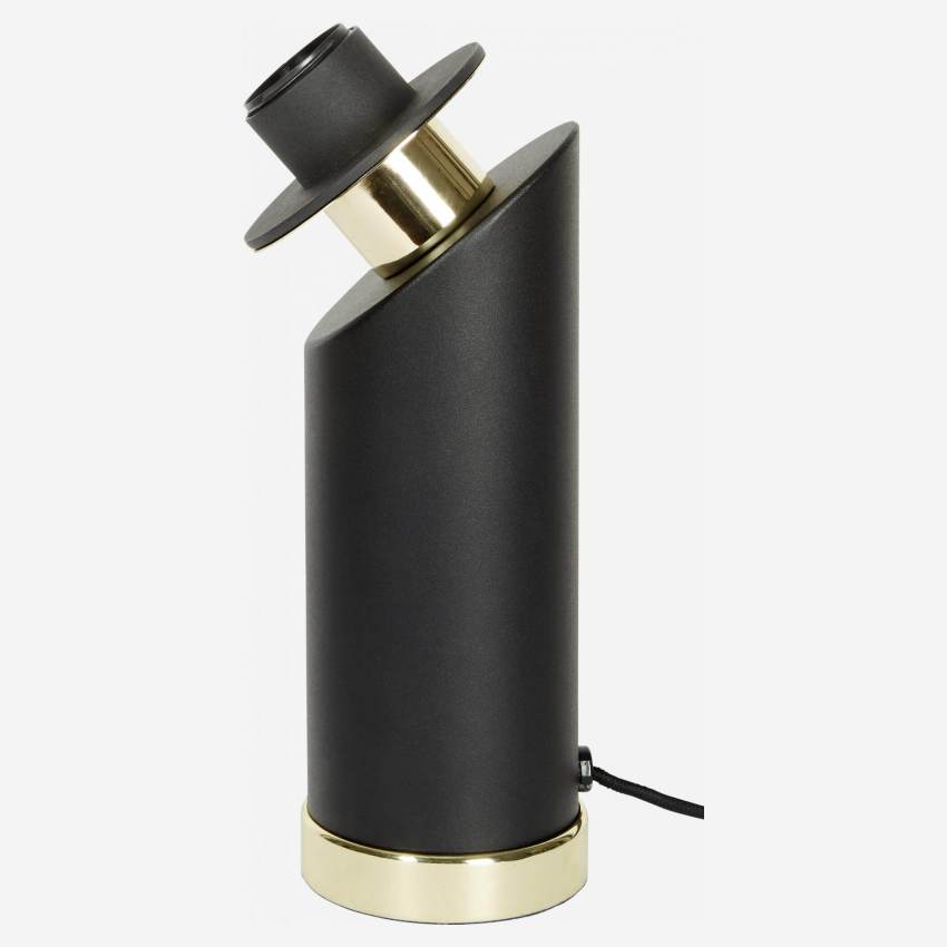 Pied de lampe rond en métal - 29 cm - Noir (abat-jour vendu séparément)