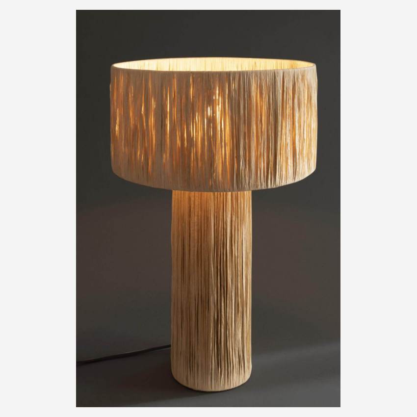 Lámpara de mesa de rafia - 30 x 51 cm - Natural