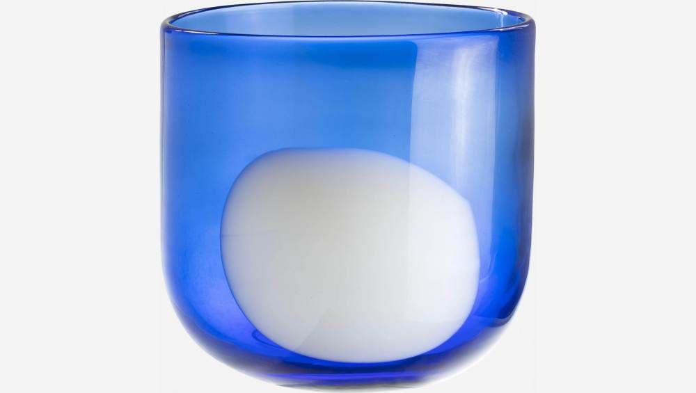 Portavelas de vidrio - 15 cm - Azul