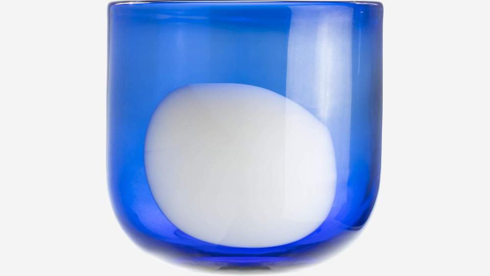 kaarsenhouder van glas - 15 cm - Blauw