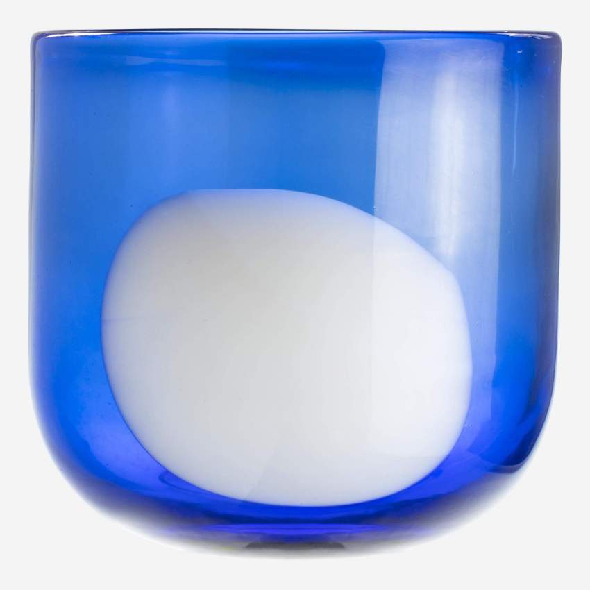 Photophore en verre soufflé - 15 cm - Bleu