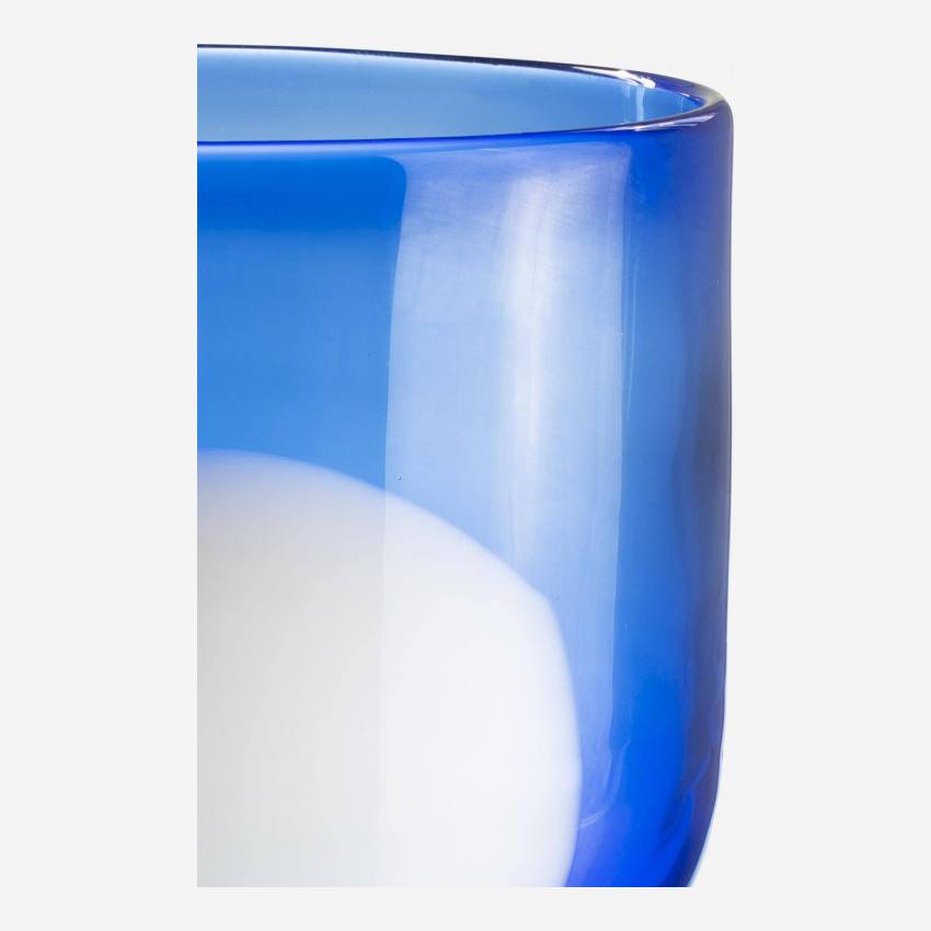 Portavelas de vidrio - 15 cm - Azul