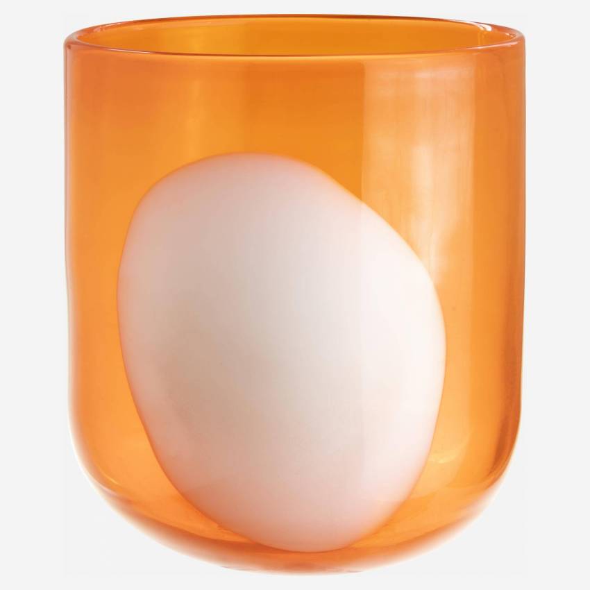 Portacandele in vetro soffiato - 22 cm - Arancione