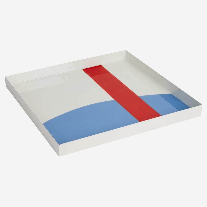 Vierkante decoratieve plaat van metaal met glazuur - Multicolor