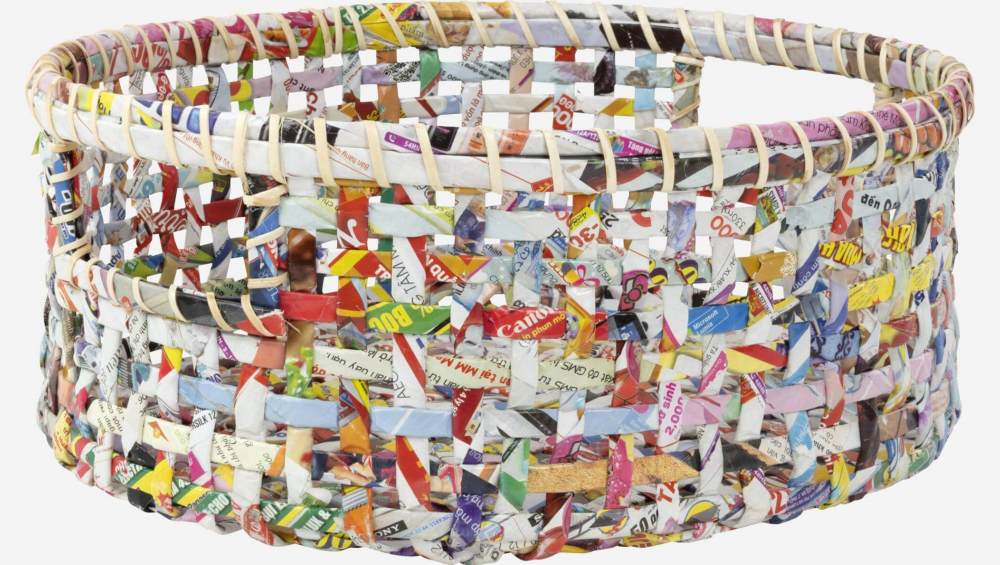 Cesto in carta riciclata - 34 x 14 cm - Multicolor