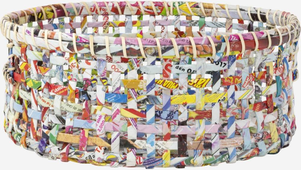 Mandje van gerecycled papier - 34 x 14 cm - Multicolor