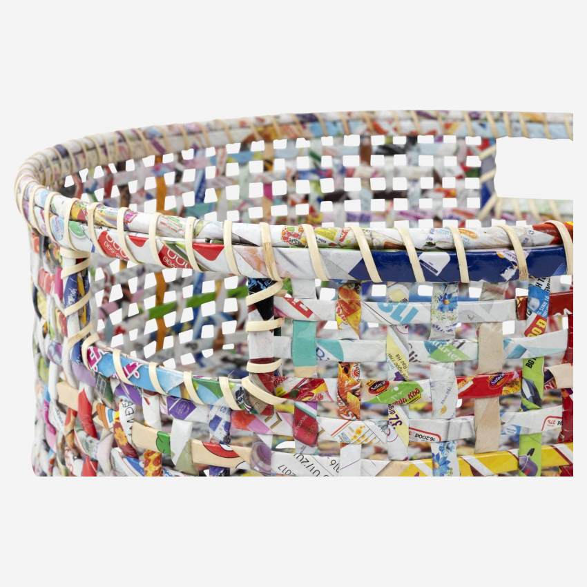Cesto em papel reciclado - 41 x 16 cm - Multicolor