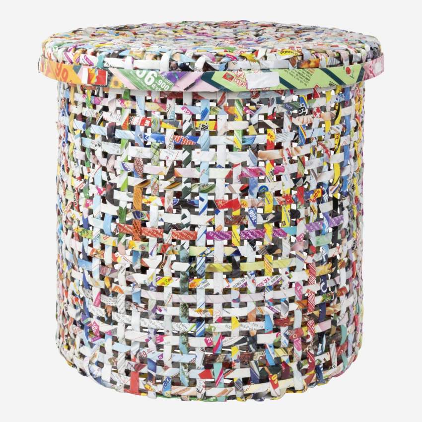 Cesto de almacenaje de papel reciclado - 30 x 30 cm - Multicolor