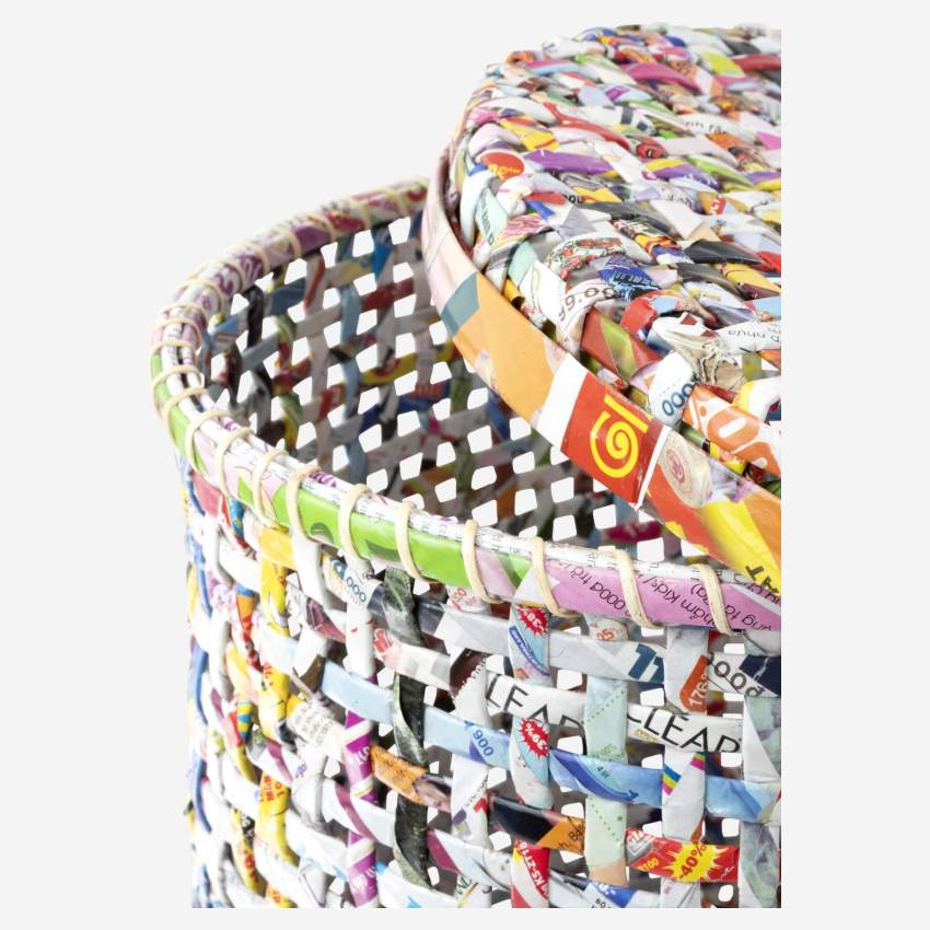 Cesto de almacenaje de papel reciclado - 30 x 30 cm - Multicolor
