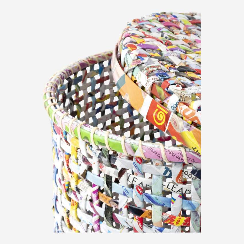 Panier de rangement en papier recyclé - 30 x 30 cm - Multicolore