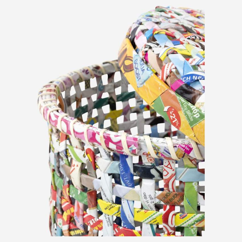 Panier de rangement en papier recyclé - 25 x 25 cm - Multicolore