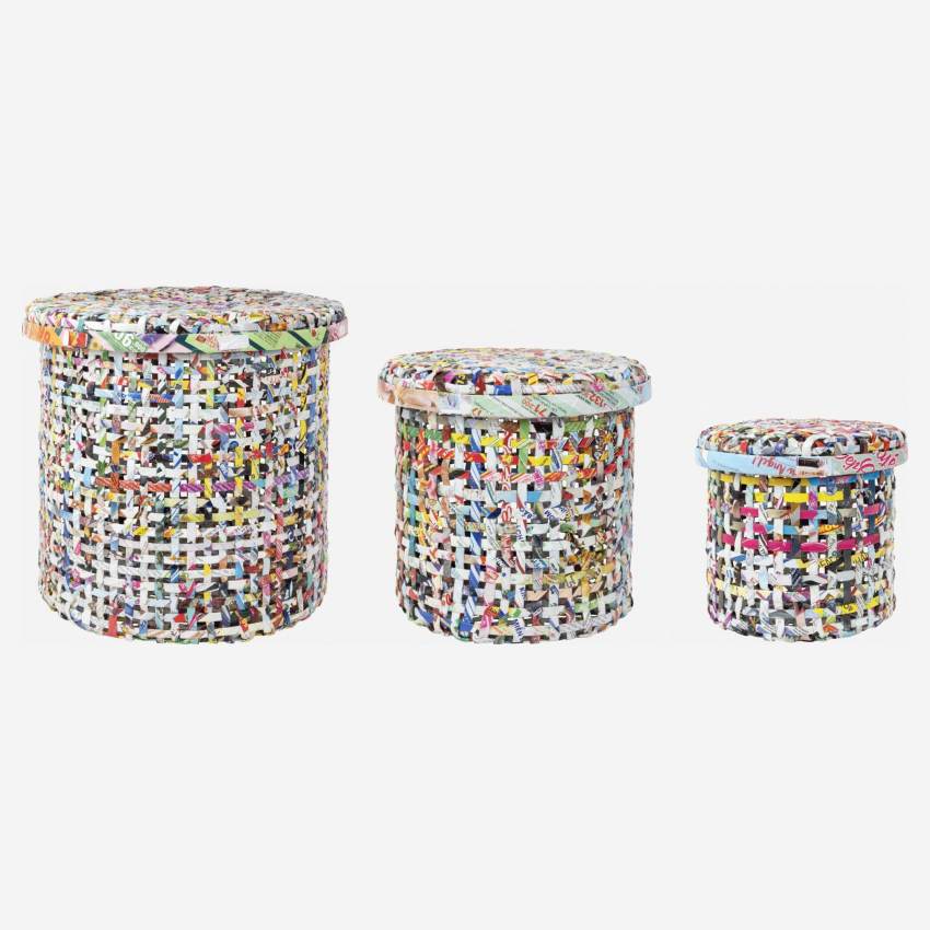 Panier de rangement en papier recyclé - 25 x 25 cm - Multicolore