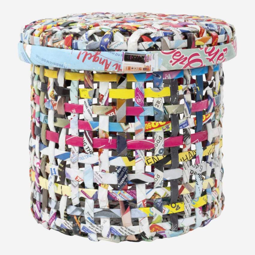 Cesto de almacenaje de papel reciclado - 20 x 20 cm - Multicolor