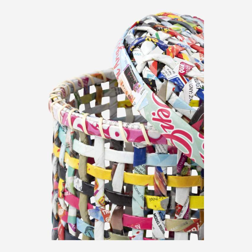 Panier de rangement en papier recyclé - 20 x 20 cm - Multicolore