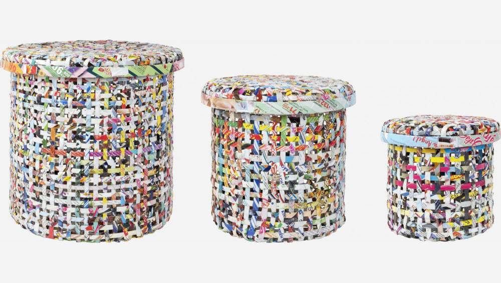 Set van 3 opbergmanden van gerecycled papier - Multicolor