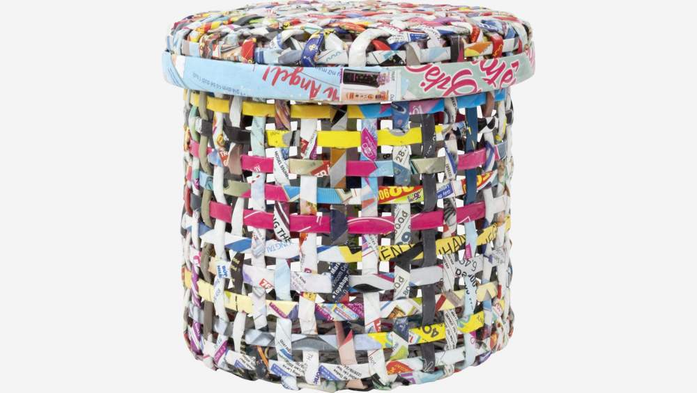 Set di 3 cesti con coperchio in carta riciclata - Multicolor