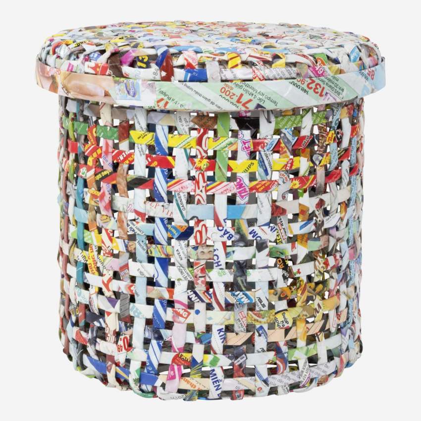 Lot de 3 paniers de rangement en papier recyclé - Multicolore