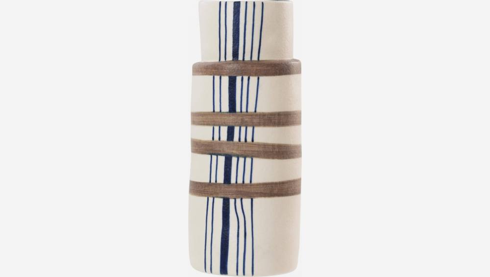 Vase aus Sandstein - 21 cm - Blau gestreift
