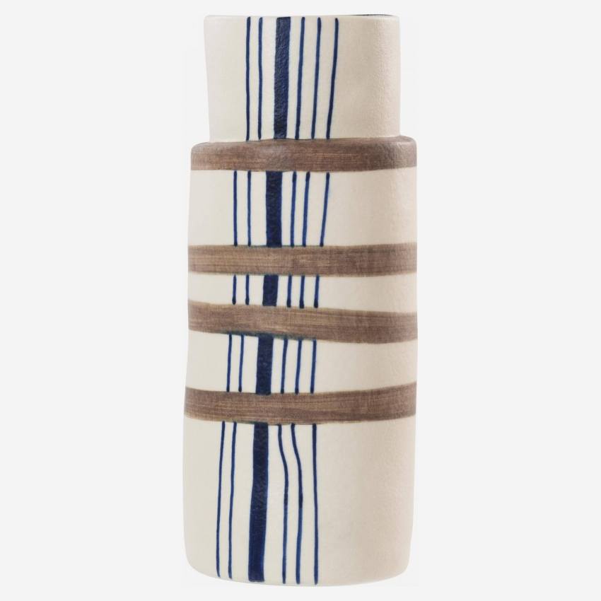 Vase aus Sandstein - 21 cm - Blau gestreift