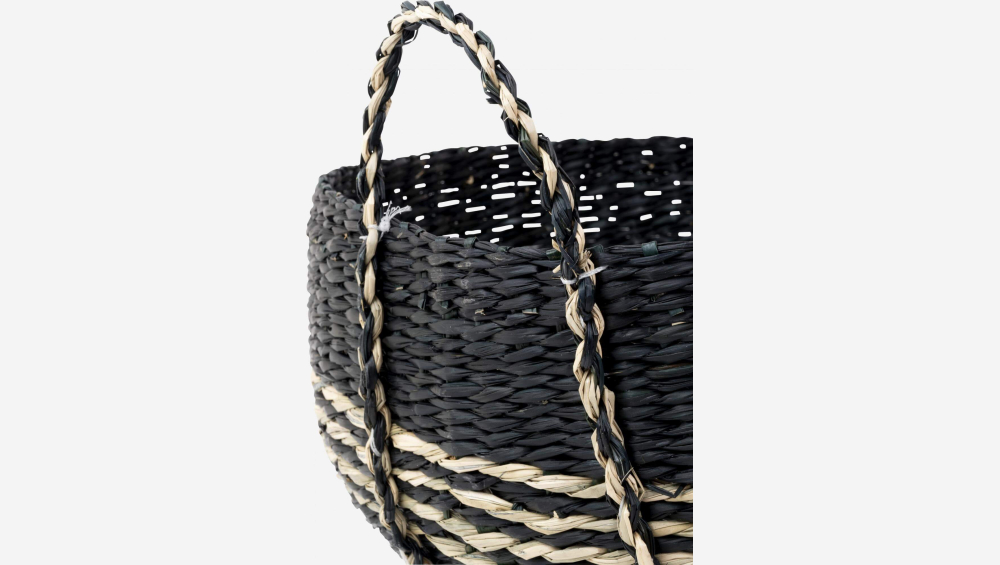 Panier de rangement en jonc de mer - 46 x 27 cm - Noir