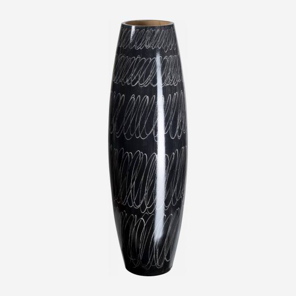 Vaas van hout - 65 cm - Zwart
