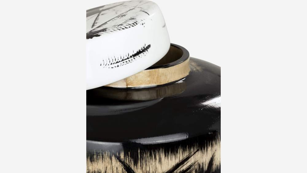 Scatola decorativa in legno - 29 cm - Bianco e nero