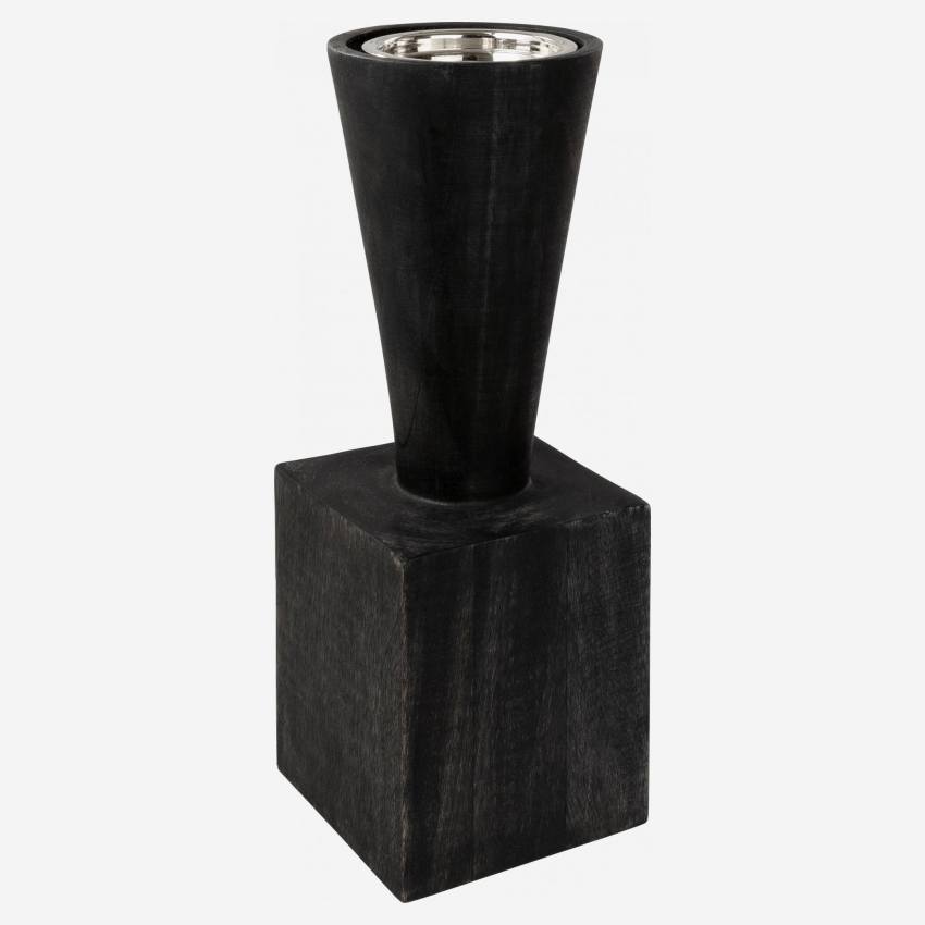 Kaarsenhouder van hout - 28 cm - Zwart