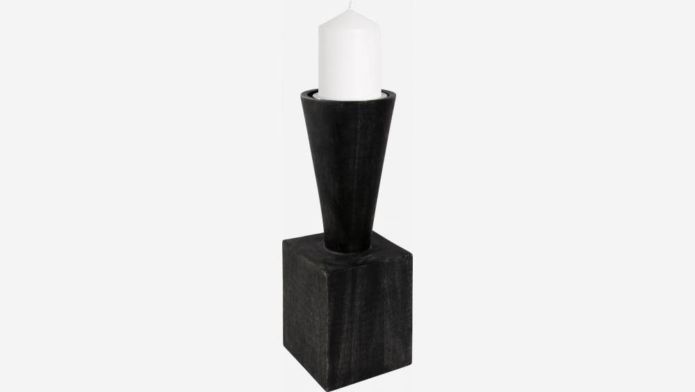 Kaarsenhouder van hout - 28 cm - Zwart