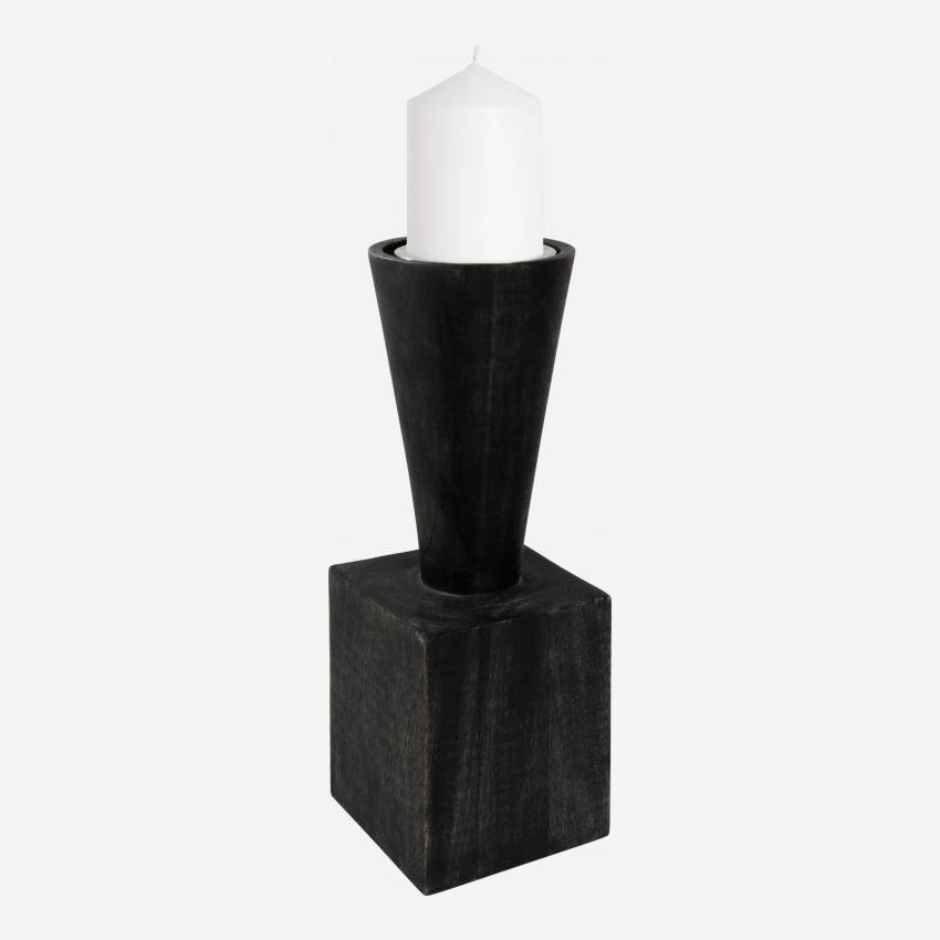 Kerzenständer aus Holz - 28 cm - Schwarz