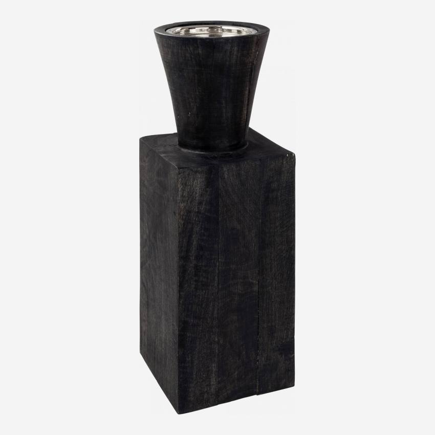 Bougeoir en bois - 32 cm - Noir
