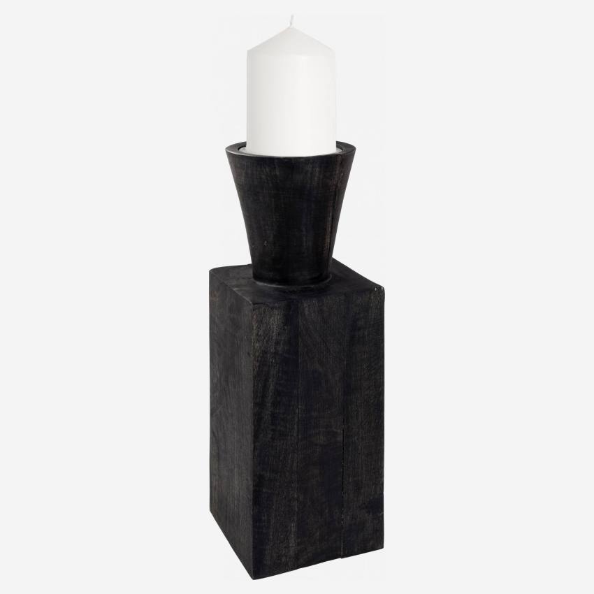 Kaarsenhouder van hout - 32 cm - Zwart