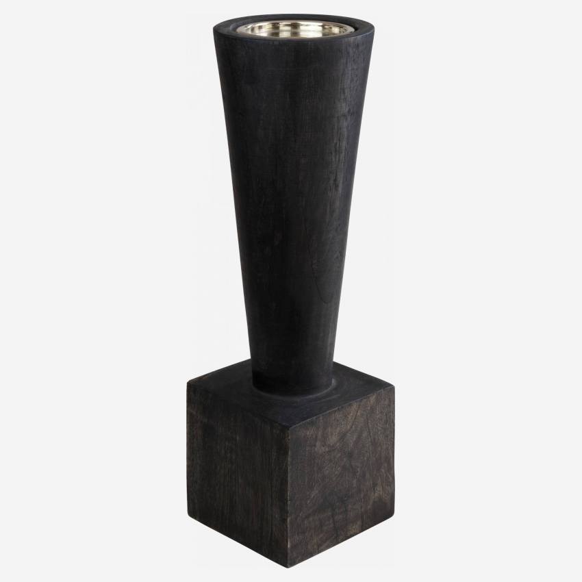 Kaarsenhouder van hout - 38 cm - Zwart