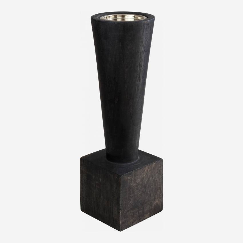 Kaarsenhouder van hout - 38 cm - Zwart