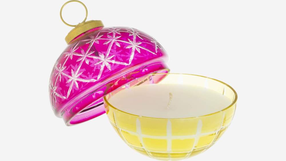 Kugelförmige Duftkerze - Duft: Vanille - Aus Glas - Rosafarben