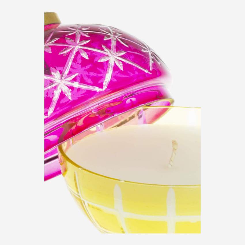 Kugelförmige Duftkerze - Duft: Vanille - Aus Glas - Rosafarben