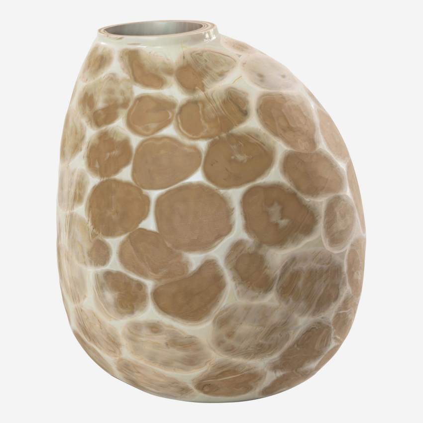 Runde Vase aus Glas - 33 cm - Beige