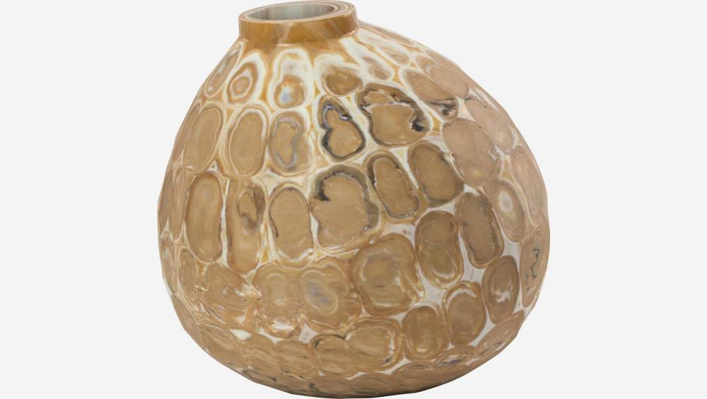 Vase rond en verre soufflé - 23 cm - Beige