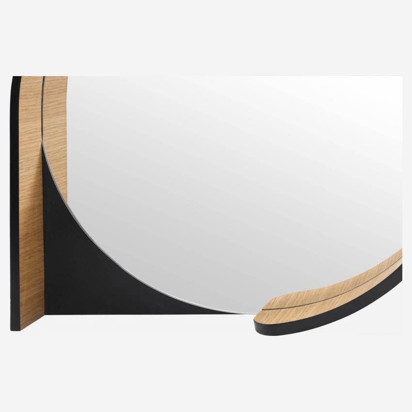 Espejo redondo de madera - 50 cm - Negro