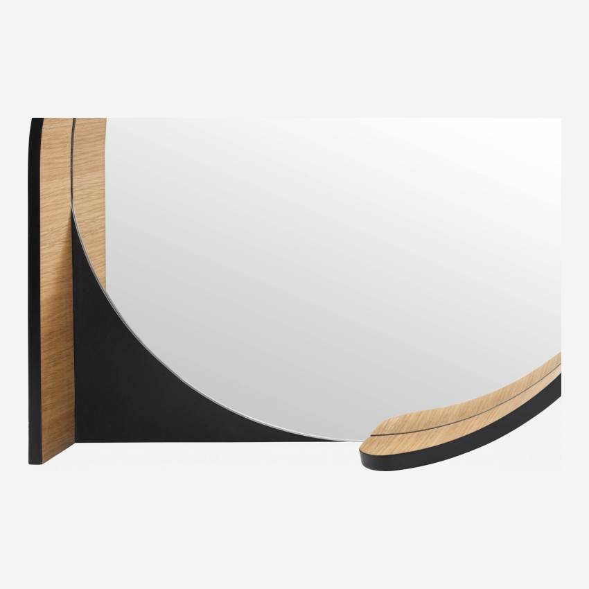 Ronde spiegel van hout - 50 cm - Zwart