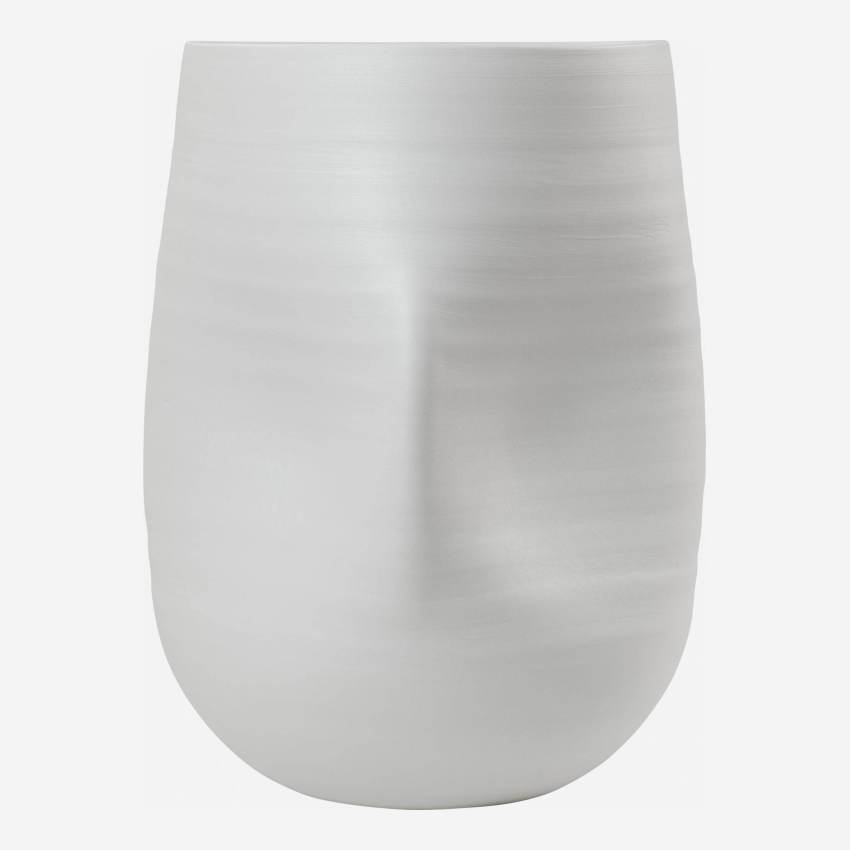 Vase in organischer Form aus Sandstein - 36 cm - Weiß