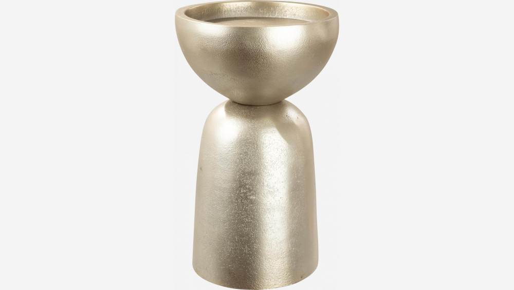 Candelabro em alumínio - 11 x 17,5 cm - Dourado