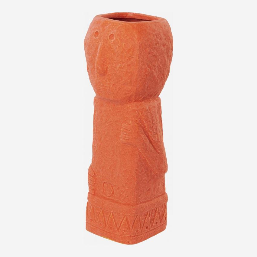Jarrón tótem de cerámica - 34 cm - Naranja