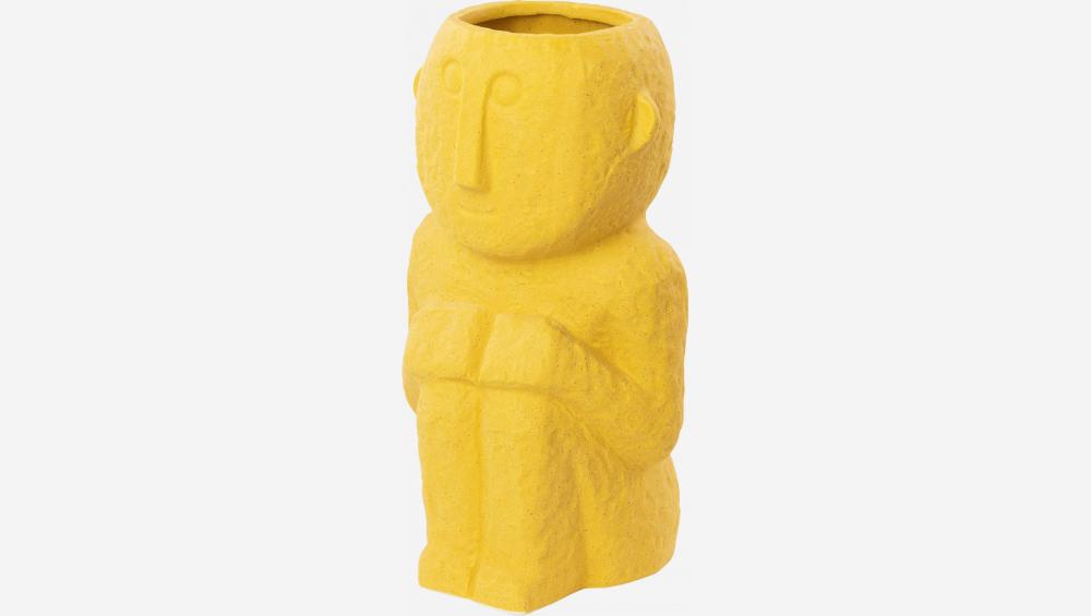 Jarrón tótem de cerámica - 31 cm - Amarillo