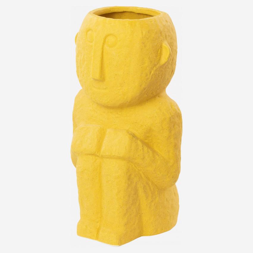 Vase totem en céramique - 31 cm - Jaune