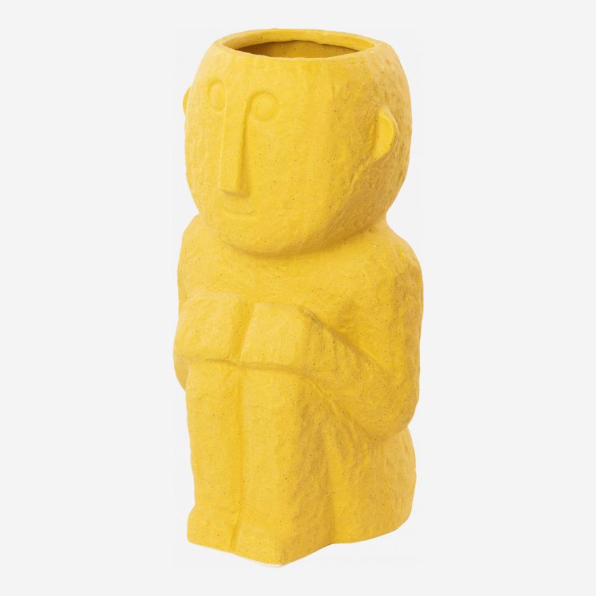 Jarrón tótem de cerámica - 31 cm - Amarillo